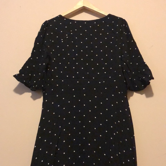 FREE PEOPLE- Polkadot 3/4 Sleeve V Neck Dress - Picture 6 of 8